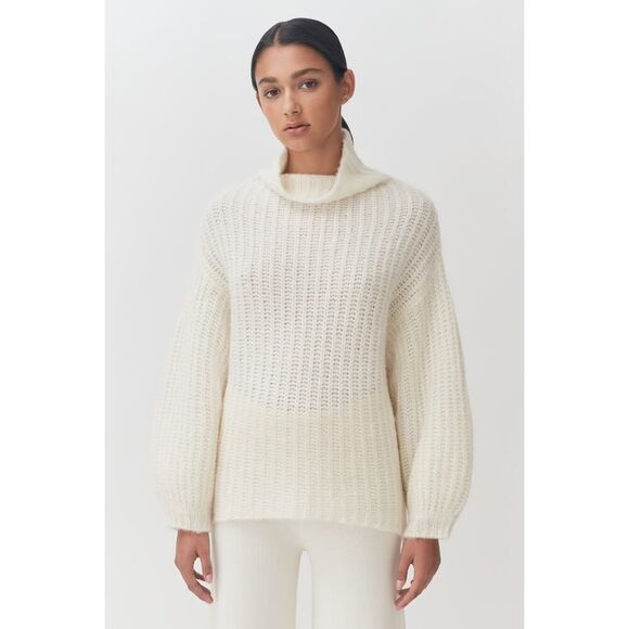 Cuyana Alpaca Wool Turtleneck Sweater Ecru Large - Picture 1 of 9